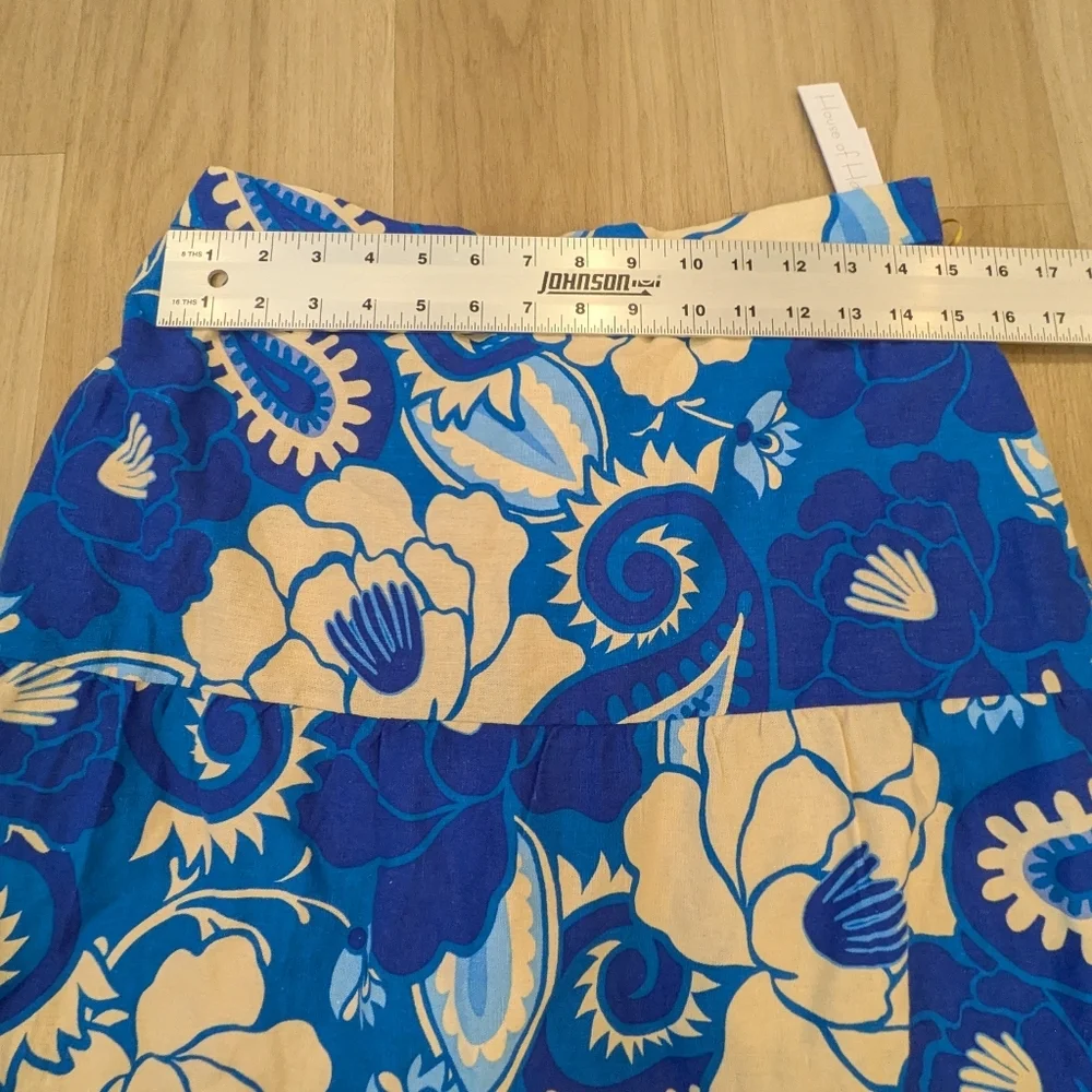 House Of Harlow Linen blend Blue Floral Skirit Set Size M NWT